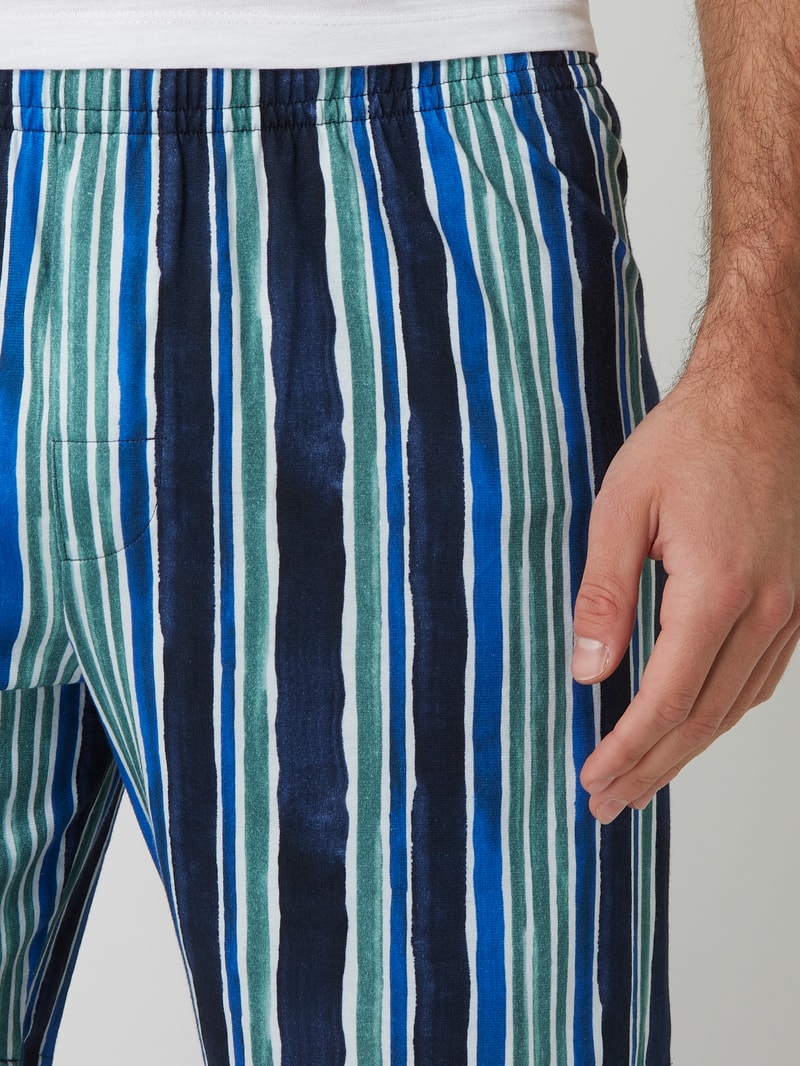 Pyjama-Hose mit Streifenmuster Modell 'Maastricht' in dunkelblau