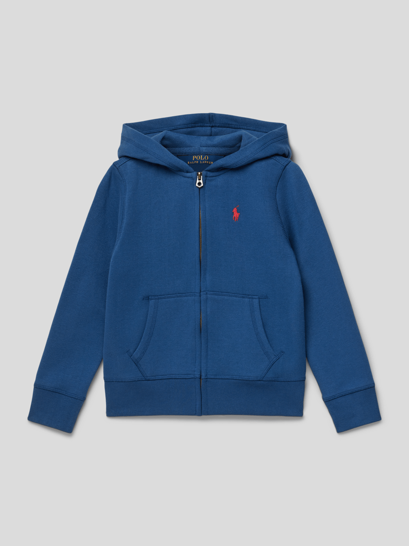 Sweatjacke mit Logo-Stitching in rauchblau