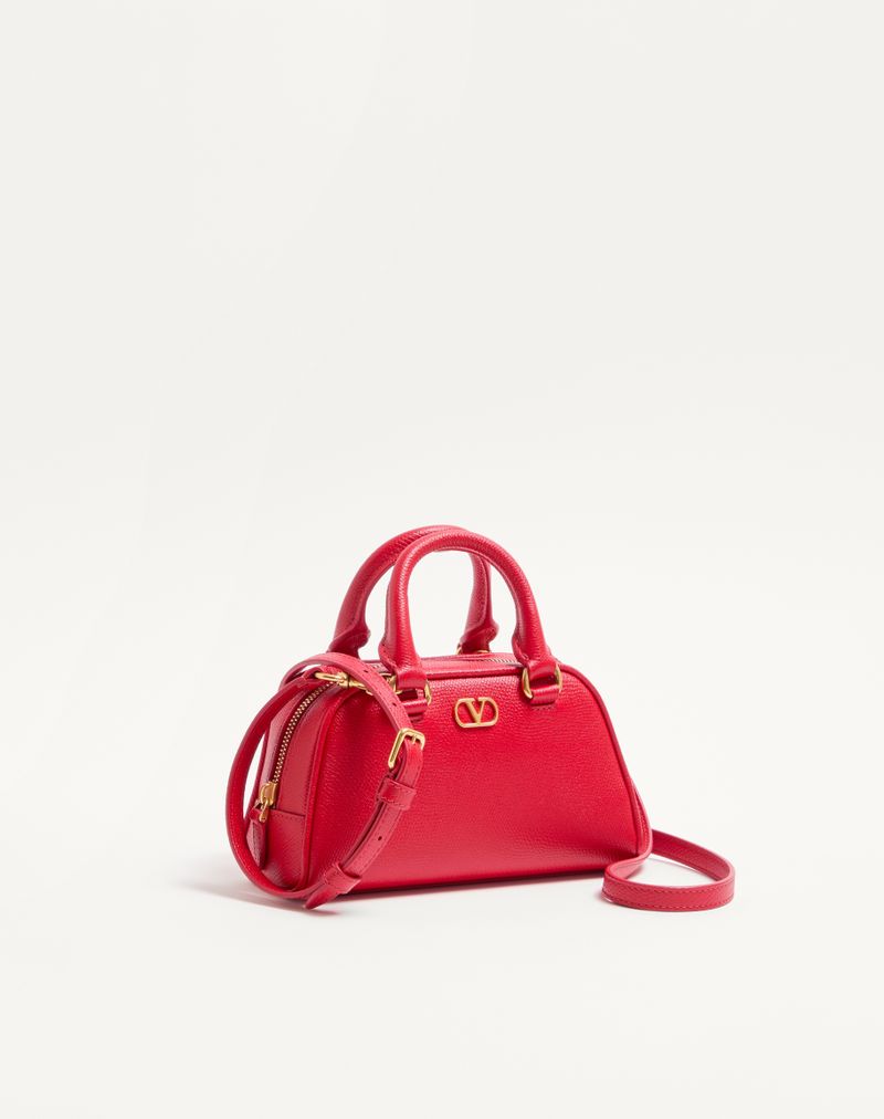 Bolsa tipo mochila Mini VLogo Signature em couro de bezerro granulado
