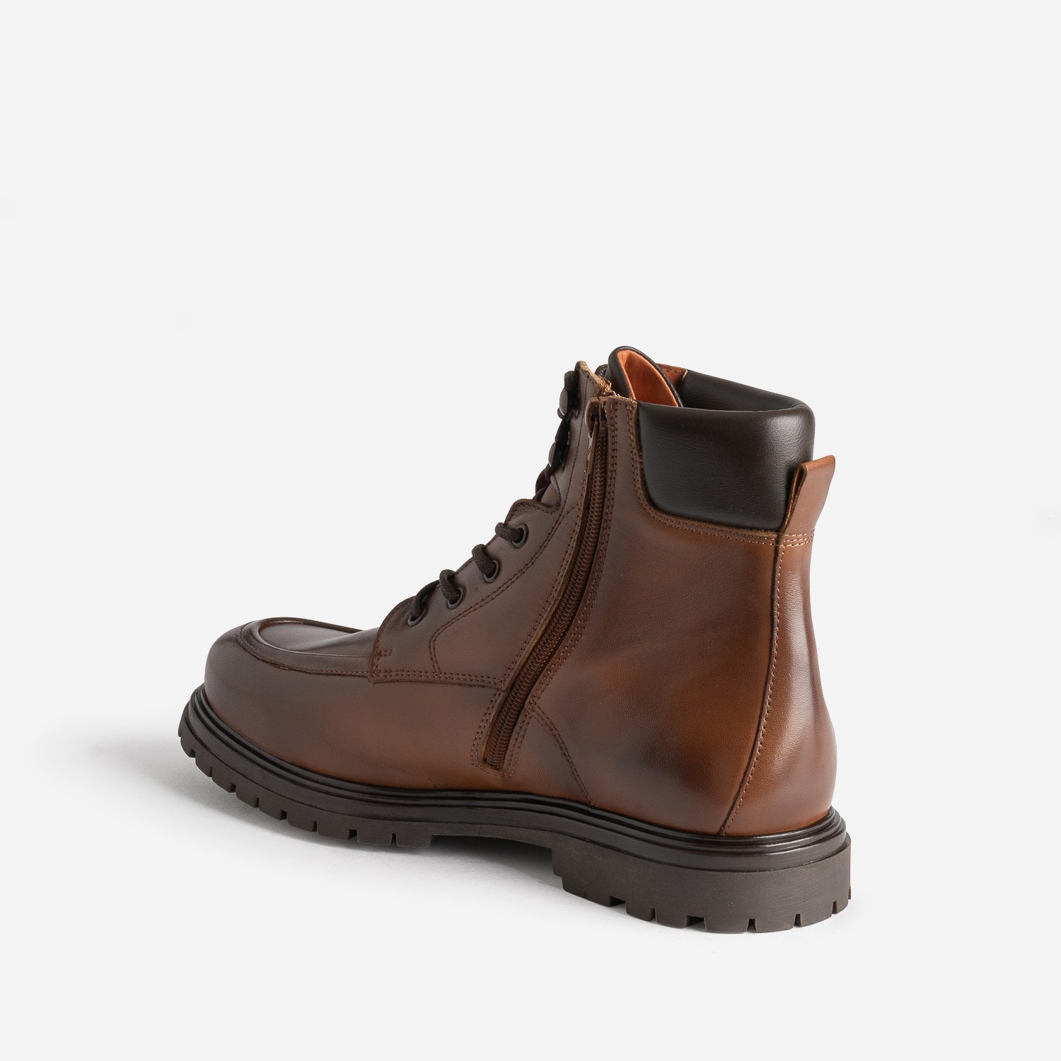 Boots à lacet cognac en cuir