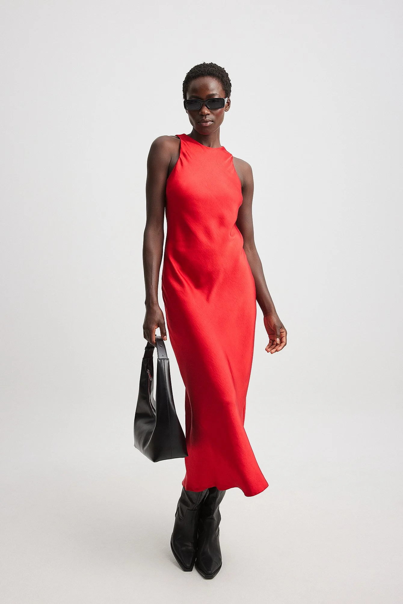 Satin-Slipkleid mit Schrägschnitt