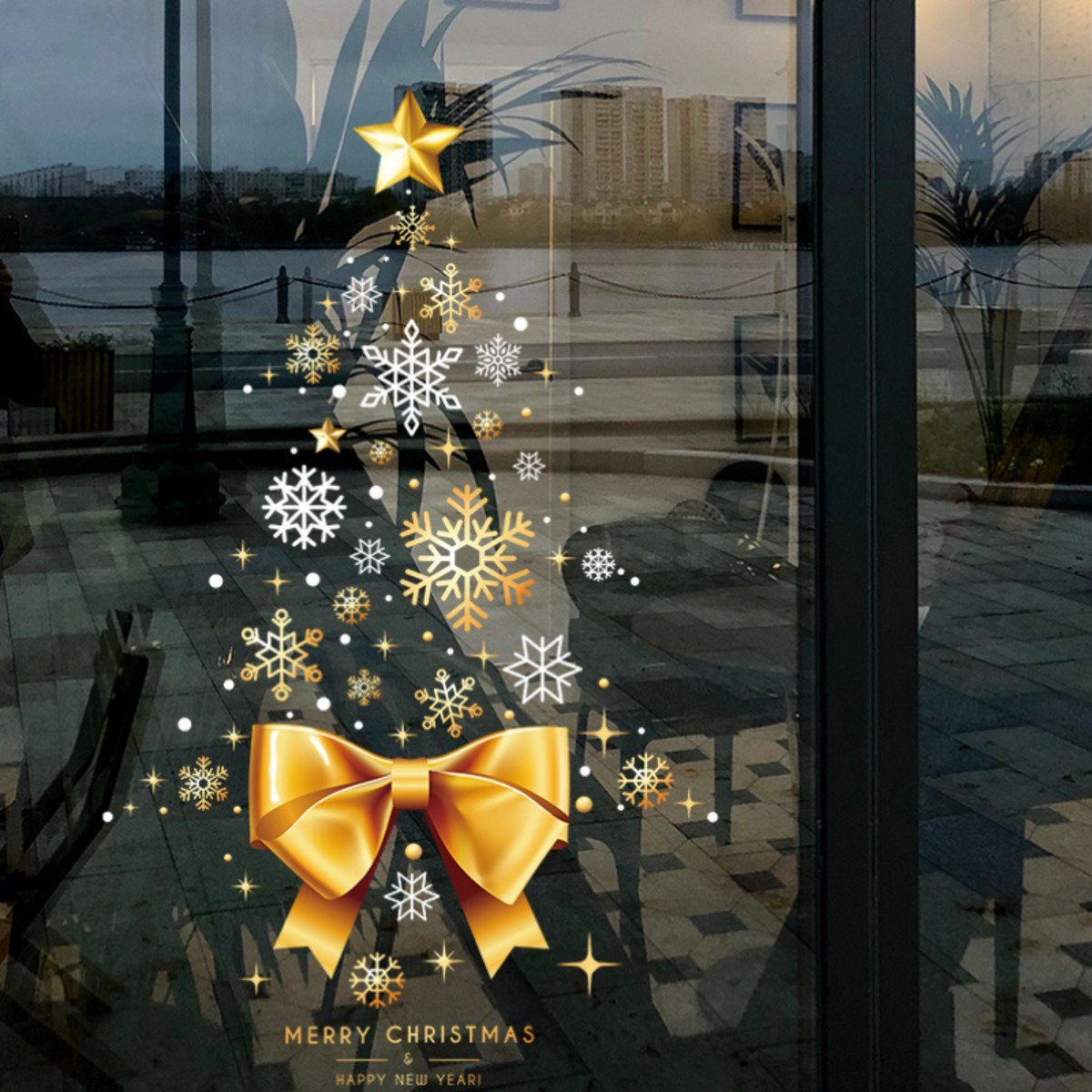 Fenstersticker Wandtattoo Schlafzimmer mit Weihnachtsbaum, Union Reisen