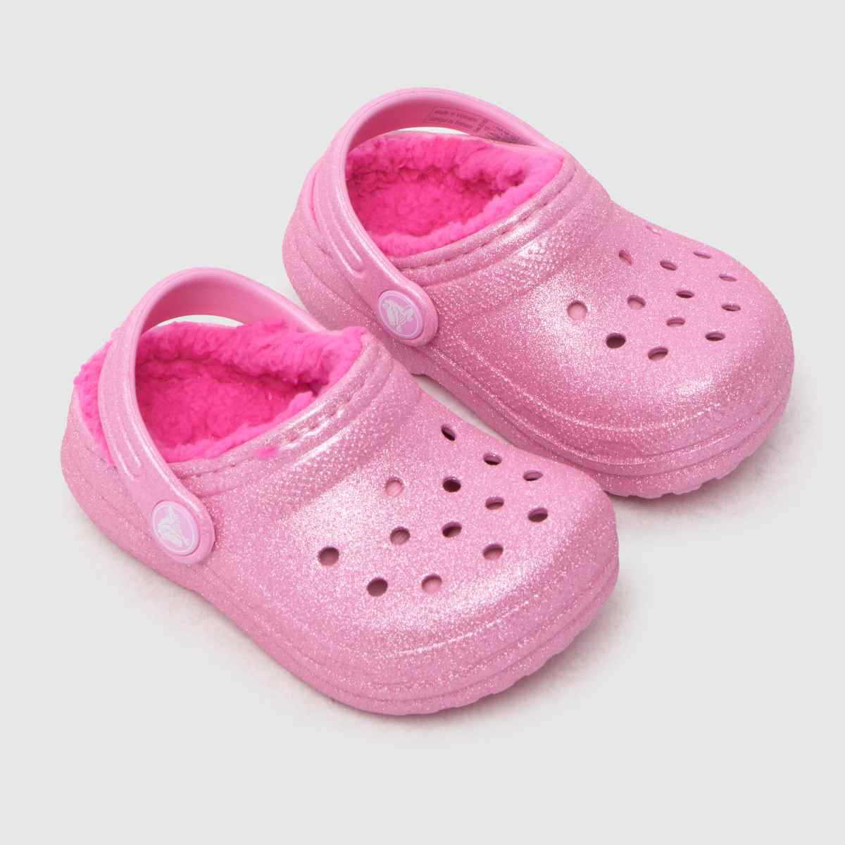 Crocs rózsaszín klasszikus bélelt csillámos klumpa lányoknak kisgyermek szandál