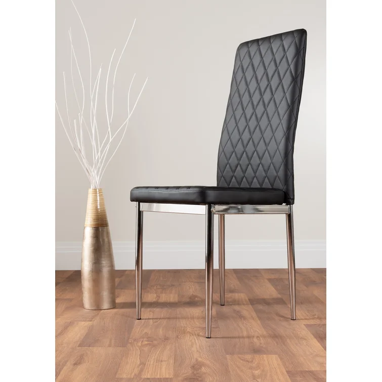White High Gloss Dining Table Set with 4 Luxury Faux Leather Dining Chairs