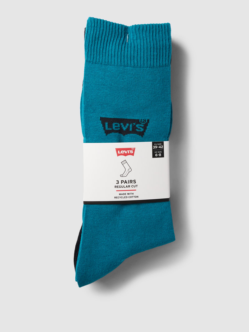 Socken mit Label-Details im 3er-Pack in petrol
