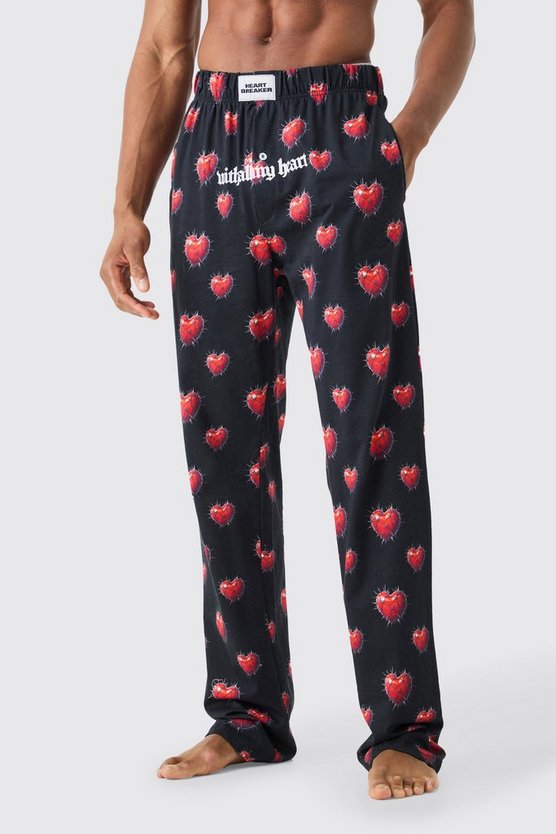 Loungewear-Hose mit Herz-Print