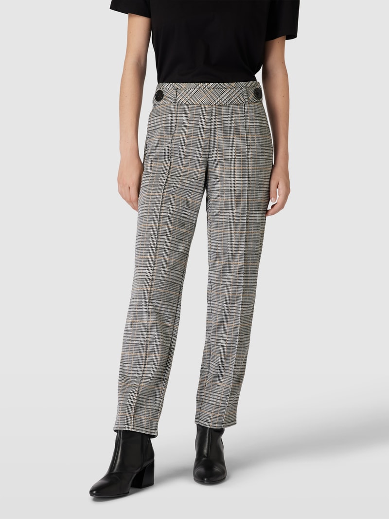 Stoffhose mit Glencheck-Muster in schwarz