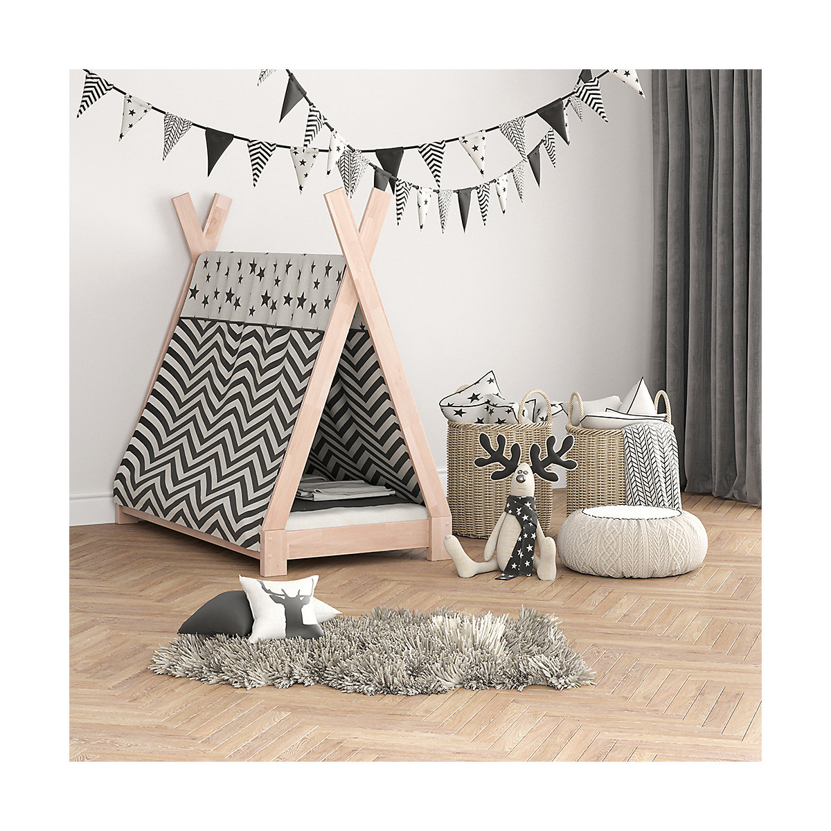 Kinderbett TIPI  70 x 140 cm Natur