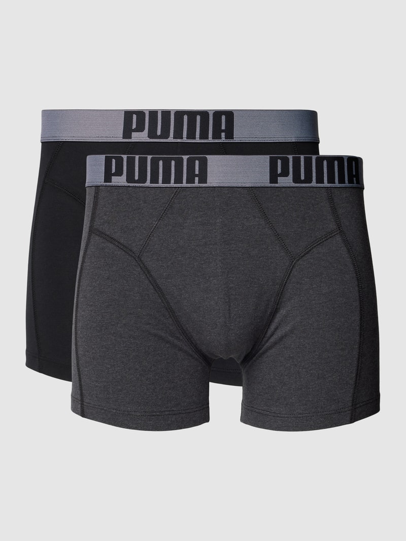 Boxershorts mit elastischem Logo-Bund im 2er-Pack in dunkelgrau meliert