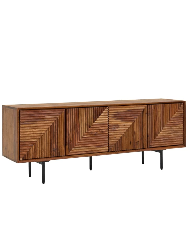 KADIMA DESIGN Lowboard Massivholz 140x54x33 cm TV-Kommode mit vier Türen, günstig kaufen onesize