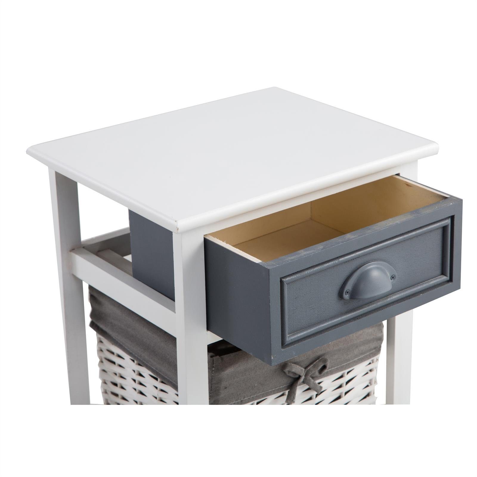 CARO-Möbel Nachtkommode FLORENZ, Nachttisch Nachtschrank Kommode in weiß 1 Schublade Landhaus Vintage L