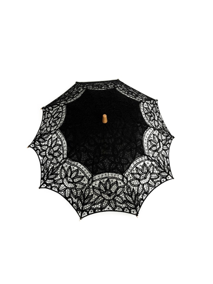 COFI 1453 Elegante handgemachte Brautschirme Spitze robustem Holzgriff für in Schwarz günstig kaufen onesize