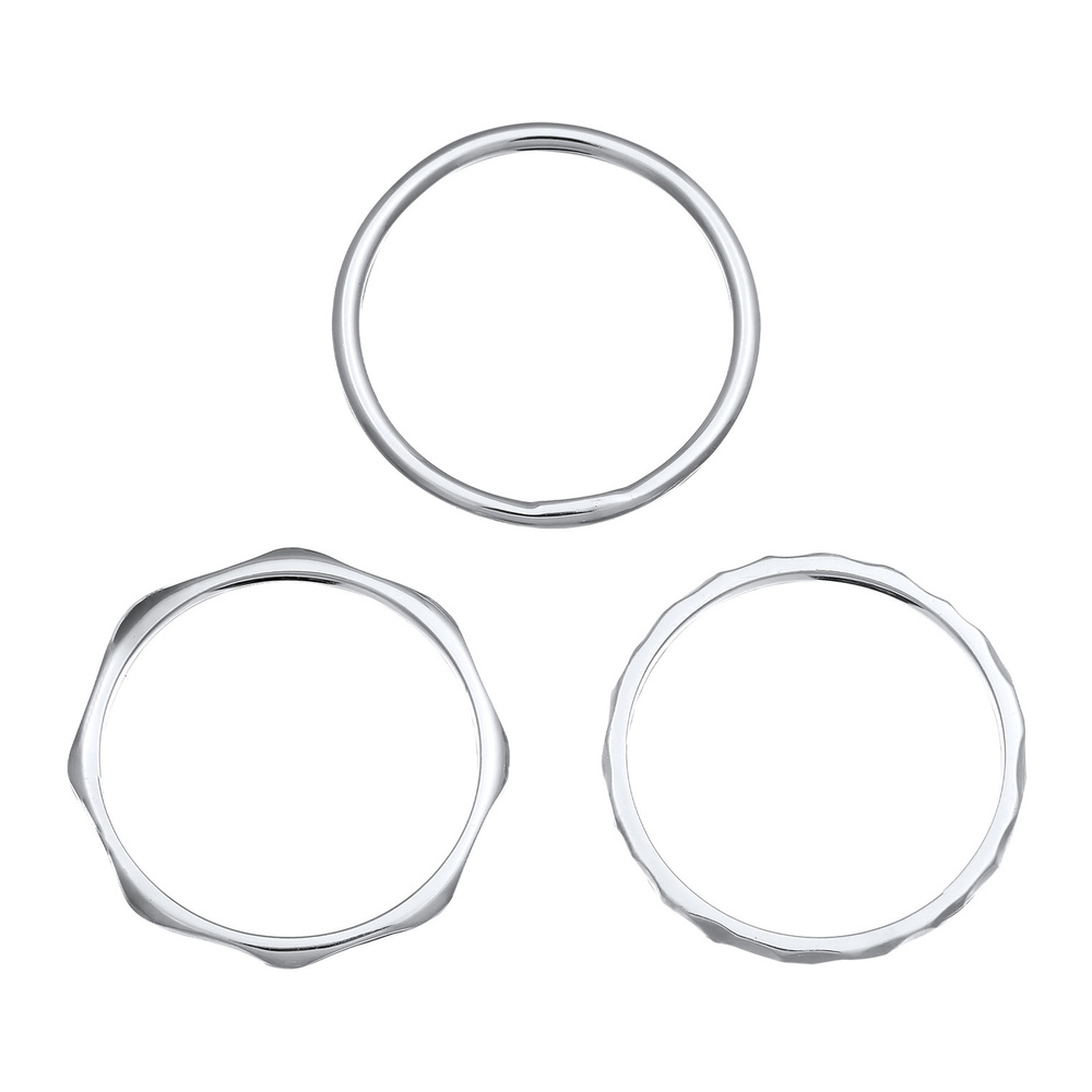 Elli Elli Bague Femmes Basique Empilement Set de 3 en Argent Sterling 925 Bague