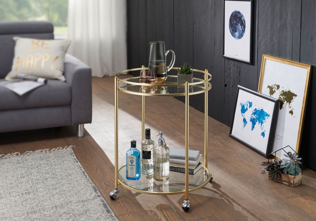 Wohnling Servierwagen 75 x 57 x 57 cm Gold