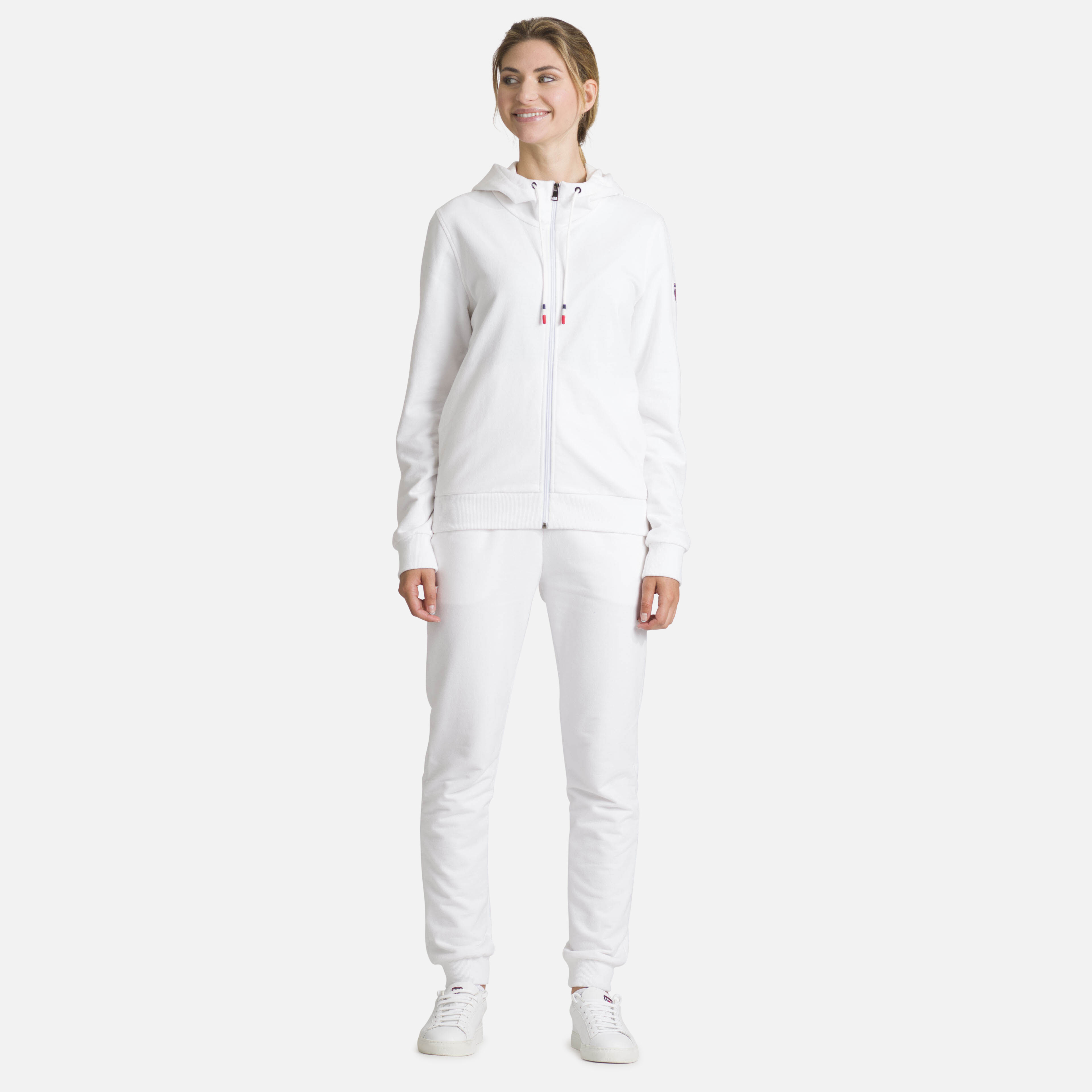 Sweat en coton à capuche zippé Logo Femme