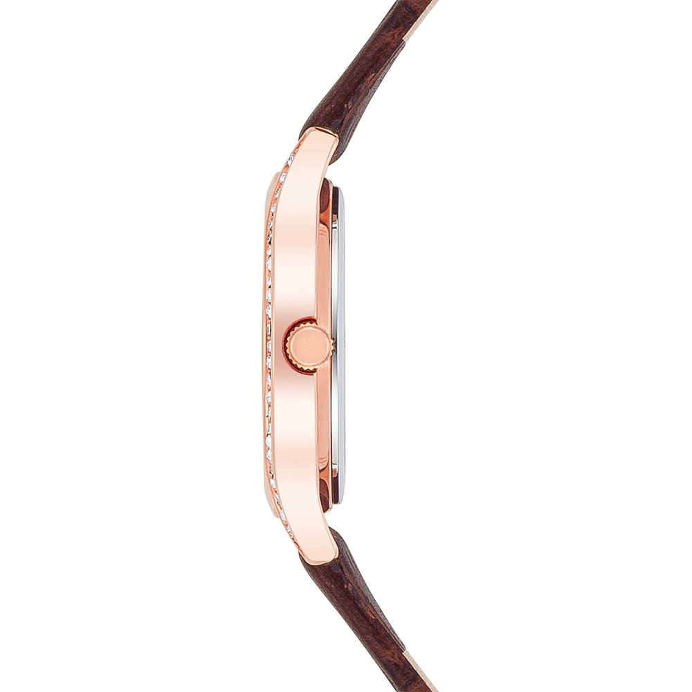 Trilani Montre à quartz en Cuir véritable en Marron Montre