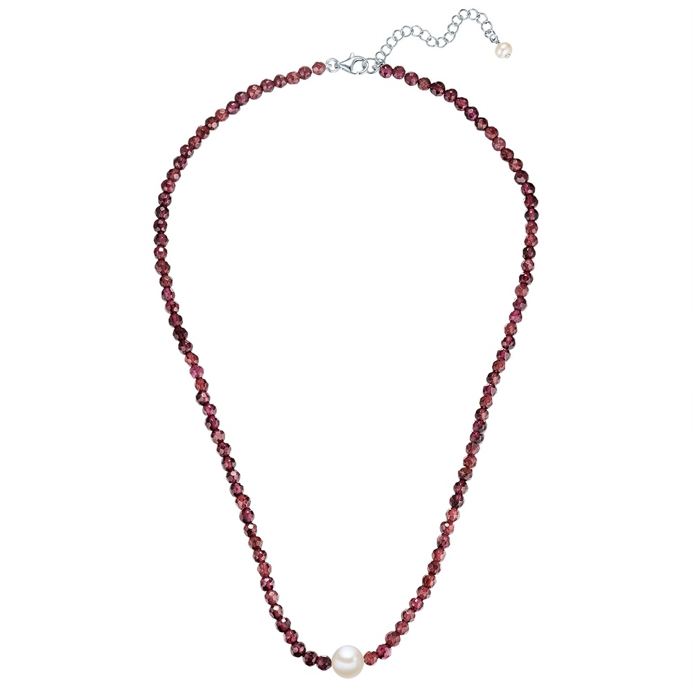 Valero Pearls Chaîne Argent sterling Grenat Perle de culture d'eau douce en Argent collier
