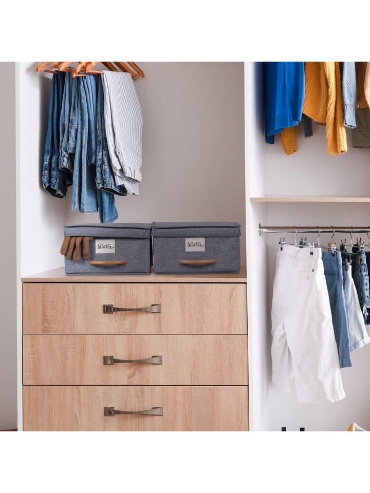 relaxdays 2 x Aufbewahrungsbox in Grau - (B)30 x (H)16 x (T)32,5 cm günstig kaufen onesize