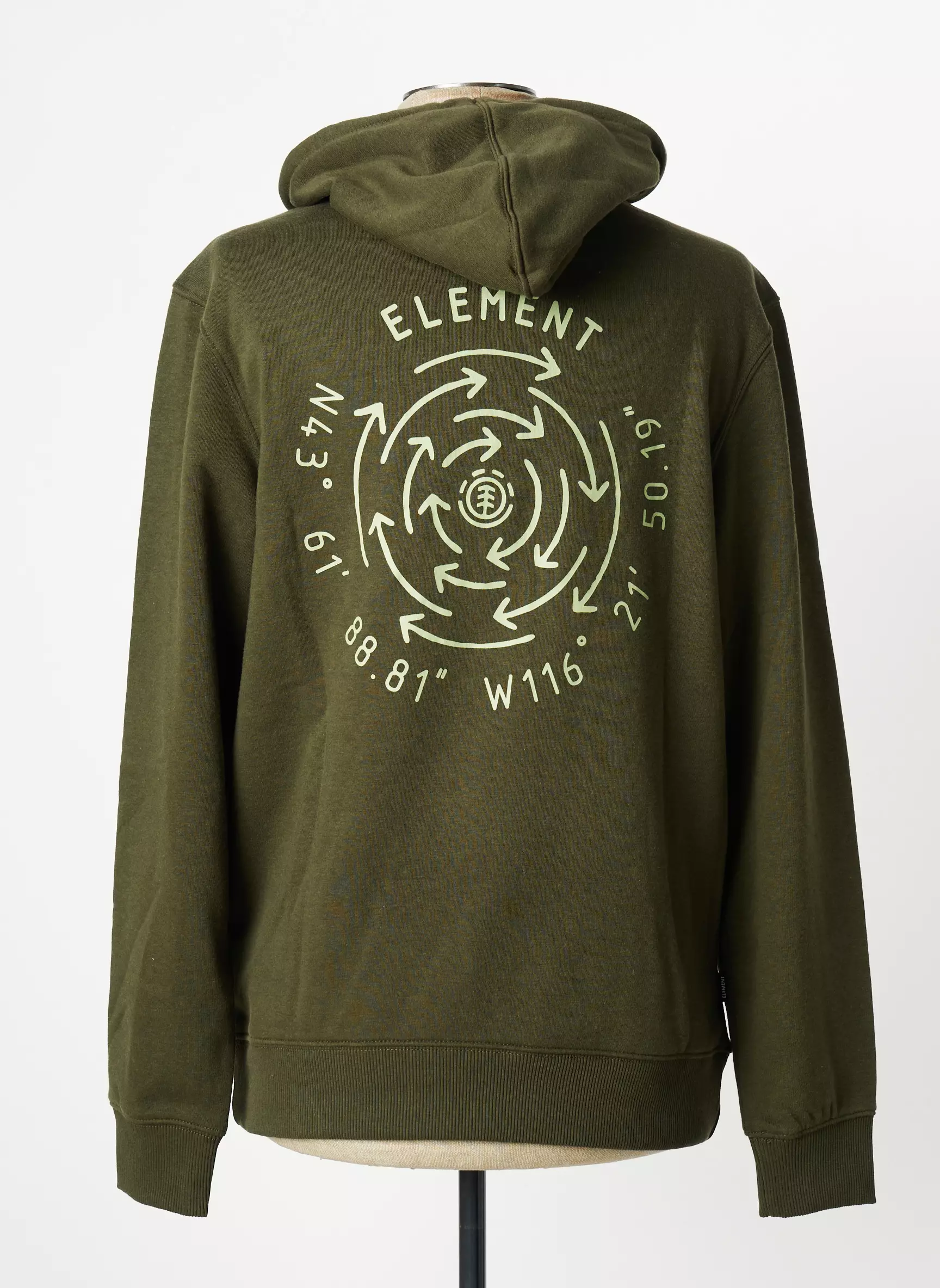 Element Sweat Capuche Homme couleur vert