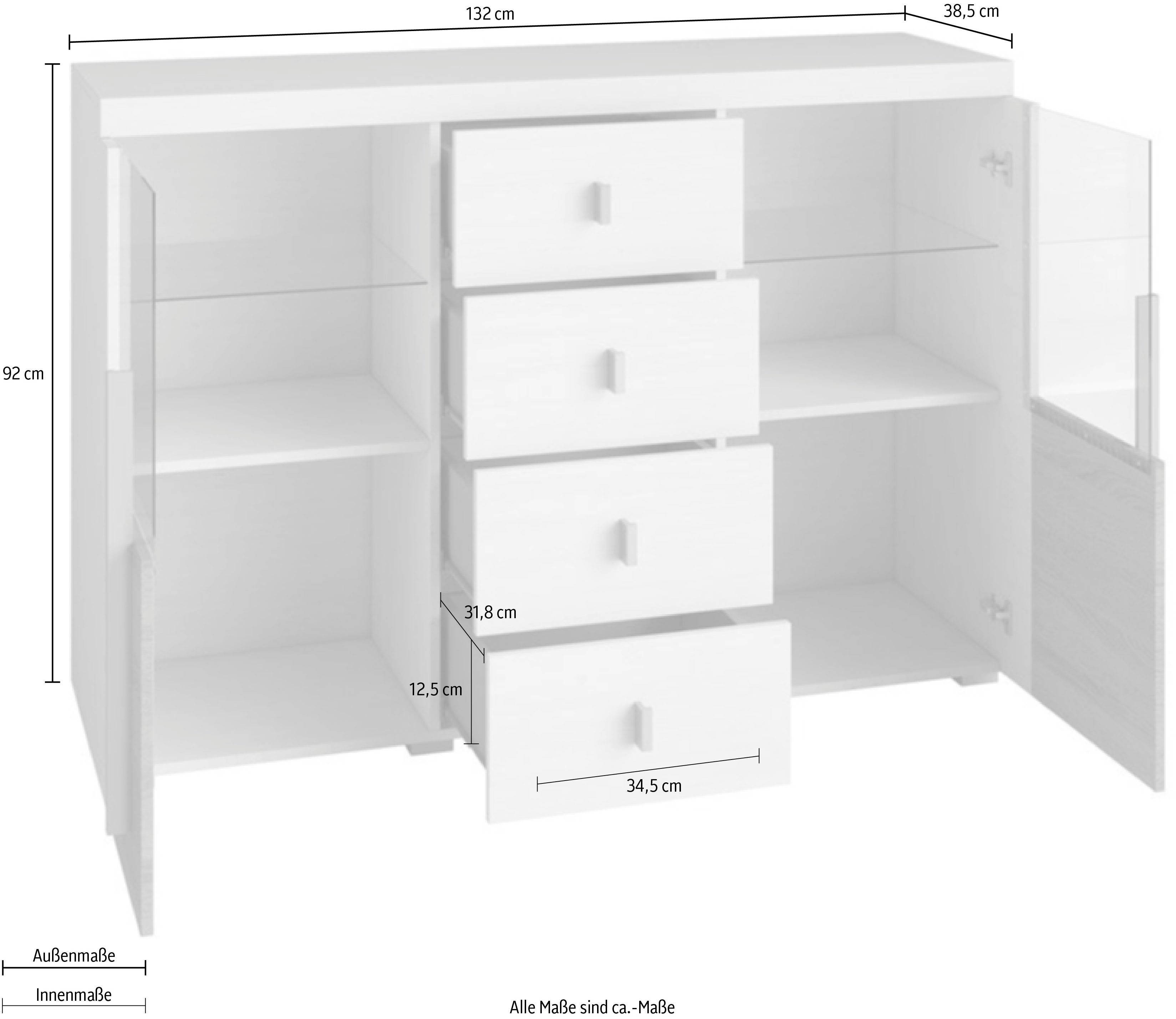 Helvetia Sideboard Roger, Breite 132 cm