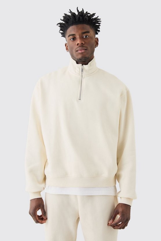 Kastiges Oversize Sweatshirt mit 1/4 Reißverschluss