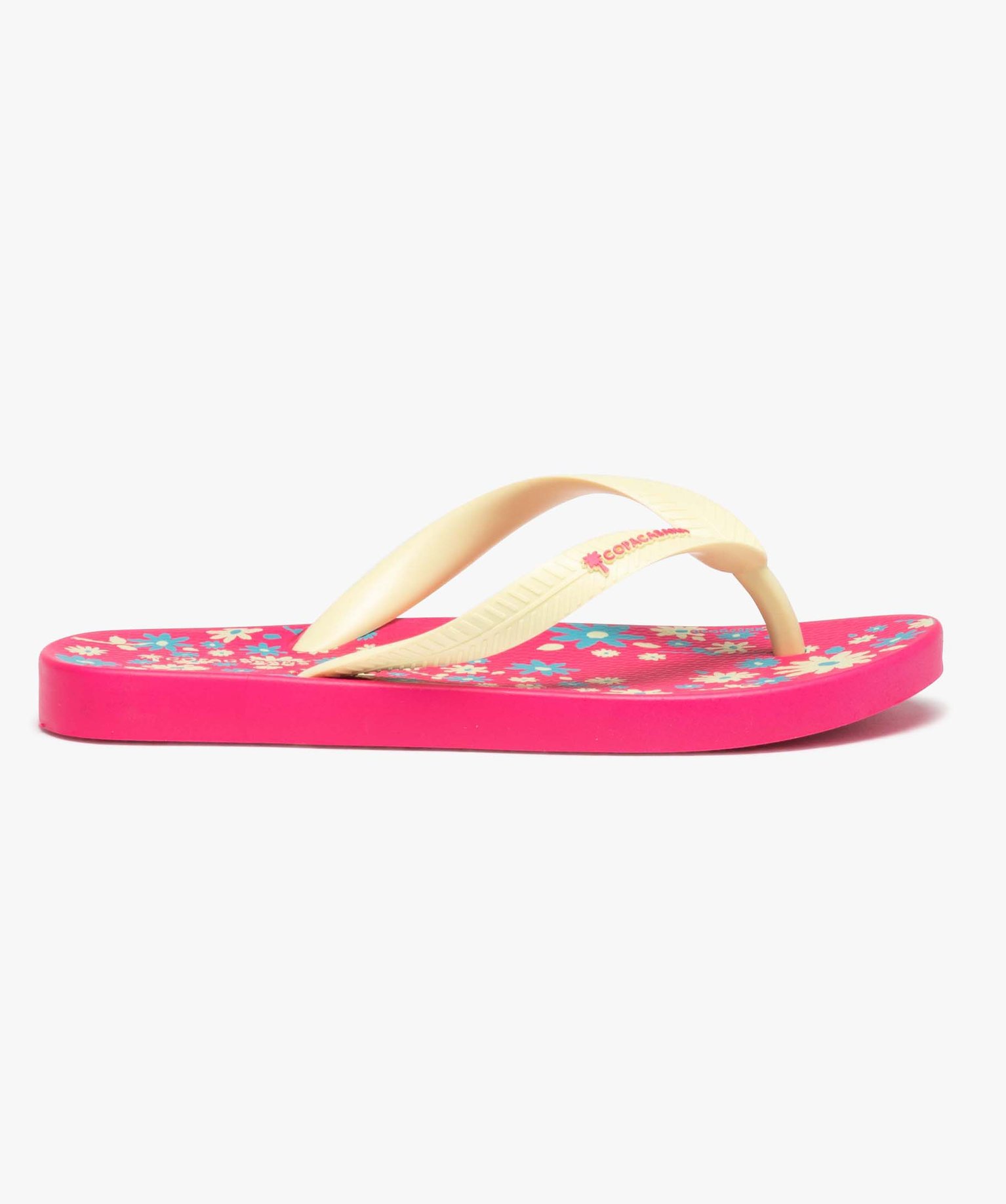 Tongs fille à semelle imprimée fleurs - Copacabana rose | GEMO