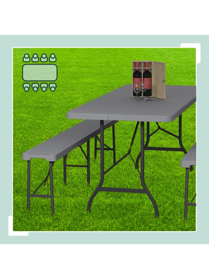 relaxdays 3-tlg. Bierzeltgarnitur in Grau günstig kaufen onesize