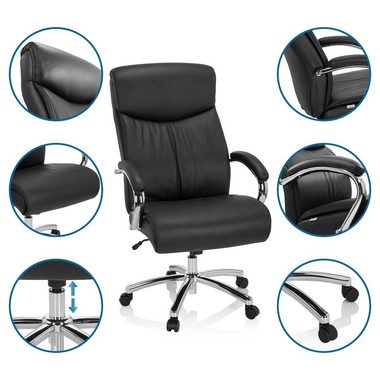 hjh OFFICE Drehstuhl XXL Drehstuhl XXL CONSTRUCTOR V Leder (1 St), Chefsessel Bürostuhl ergonomisch