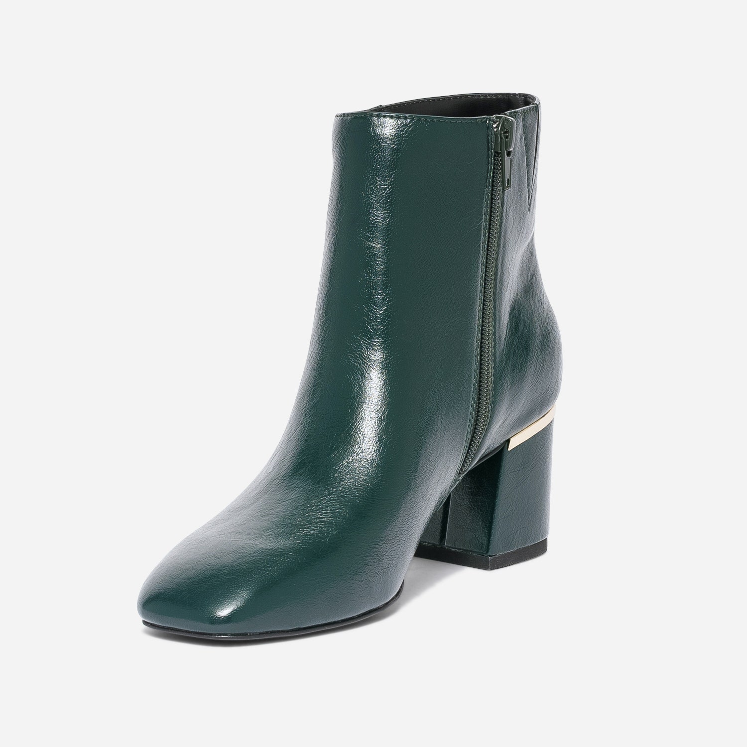 Boots vert avec barrette talon