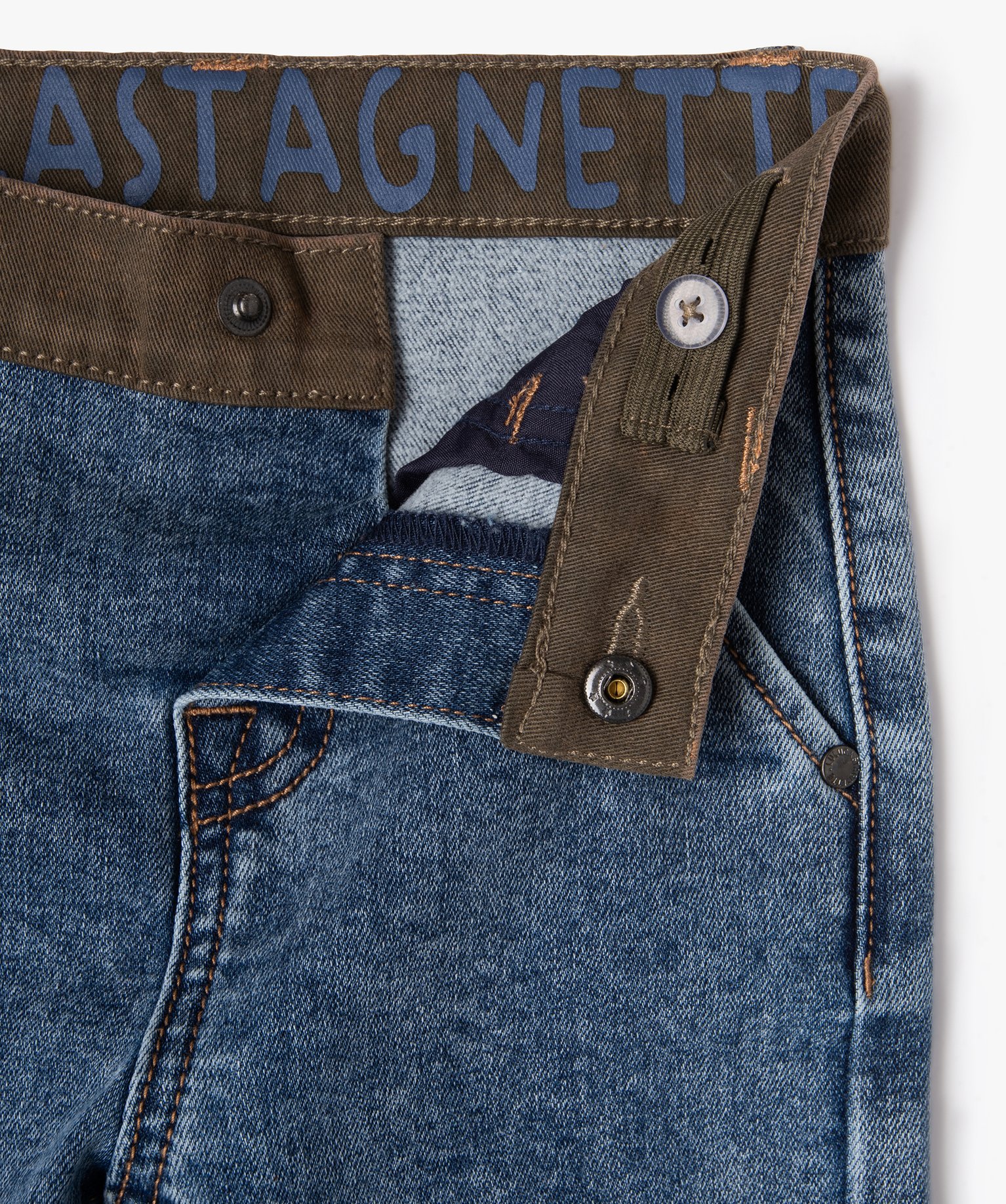 Jean extensible et ceinture contrastante bébé Garçon - L... denim | GEMO