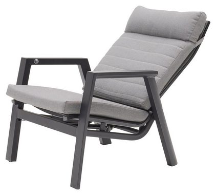 MONDO Gartensessel ASCELLA, Aluminium, Anthrazit, Grau, B 82 cm, Rückenlehne verstellbar, mit Sitz- und Rückenkissen