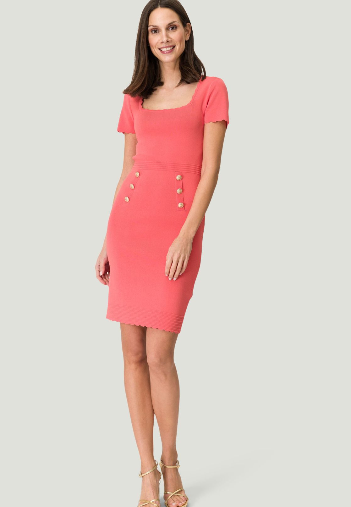 Figurbetontes Minikleid mit goldenen Knöpfen