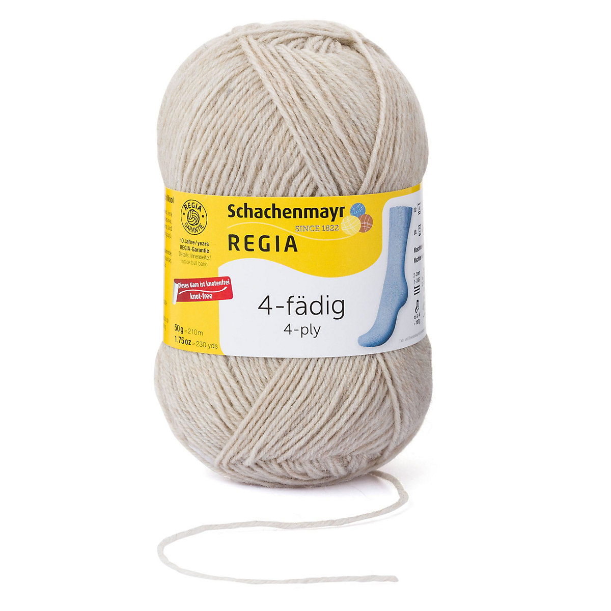 Handstrickgarne 4-fädig Uni, 50g Linen Streaked