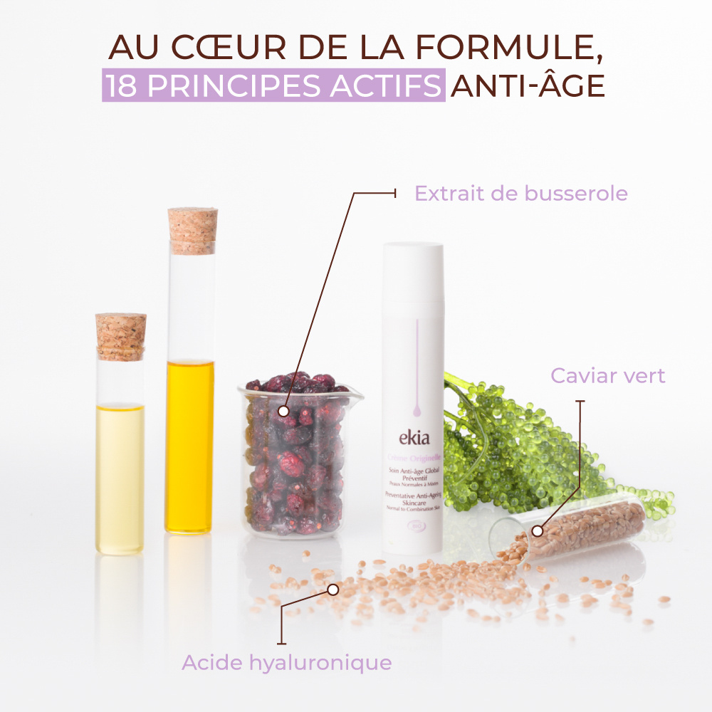 ekia Crème Originelle PNM Crème prévention 6 en 1 -Anti-âge global - Certifiée bio
