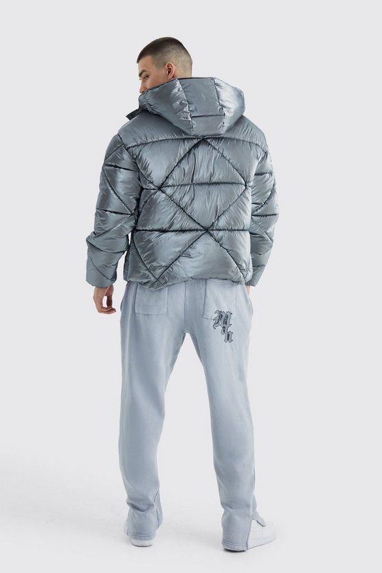 Tall kastige Metallic Steppjacke