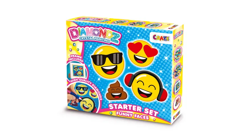CRAZE DIAMONDZ CRSYTAL PAINTING Starter Set Funny Faces
