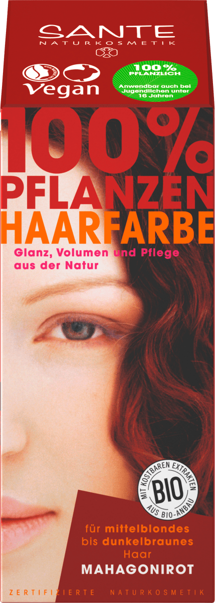 Pflanzenhaarfarbe Mahagonirot, 100 g