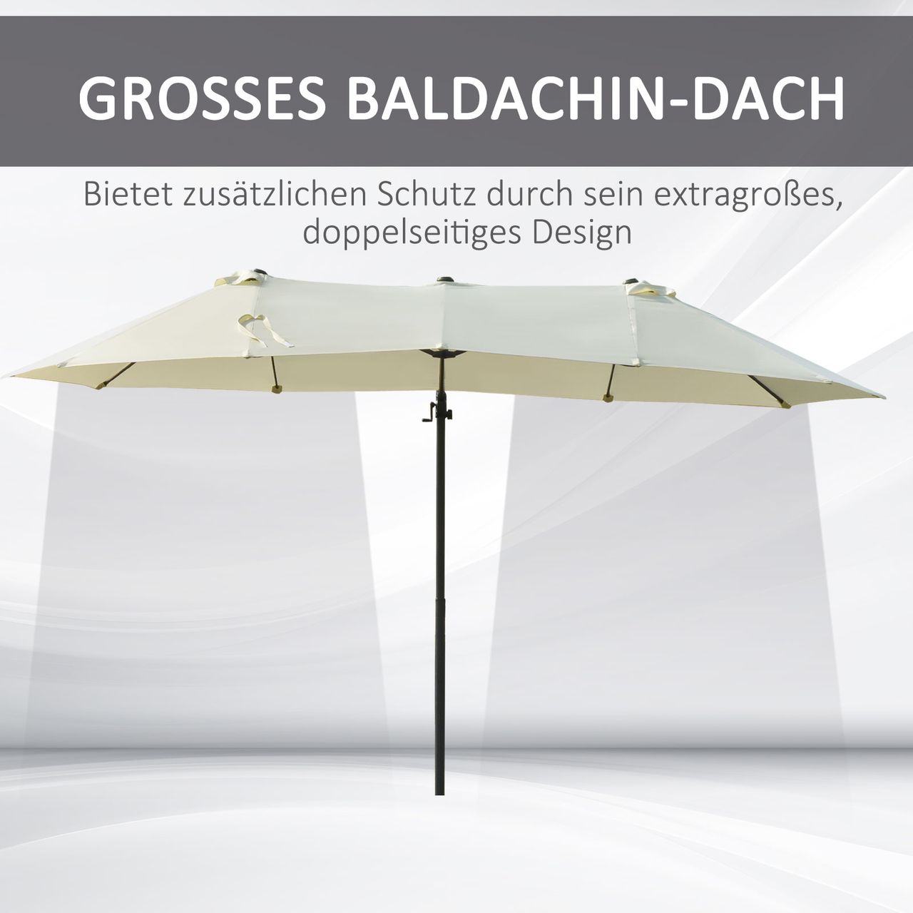 Outsunny Doppelsonnenschirm Ampelschirm mit Kurbel Sonnenschutz Cremeweiß