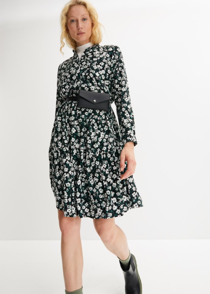 Blusenkleid mit Stehkragen aus Viskose