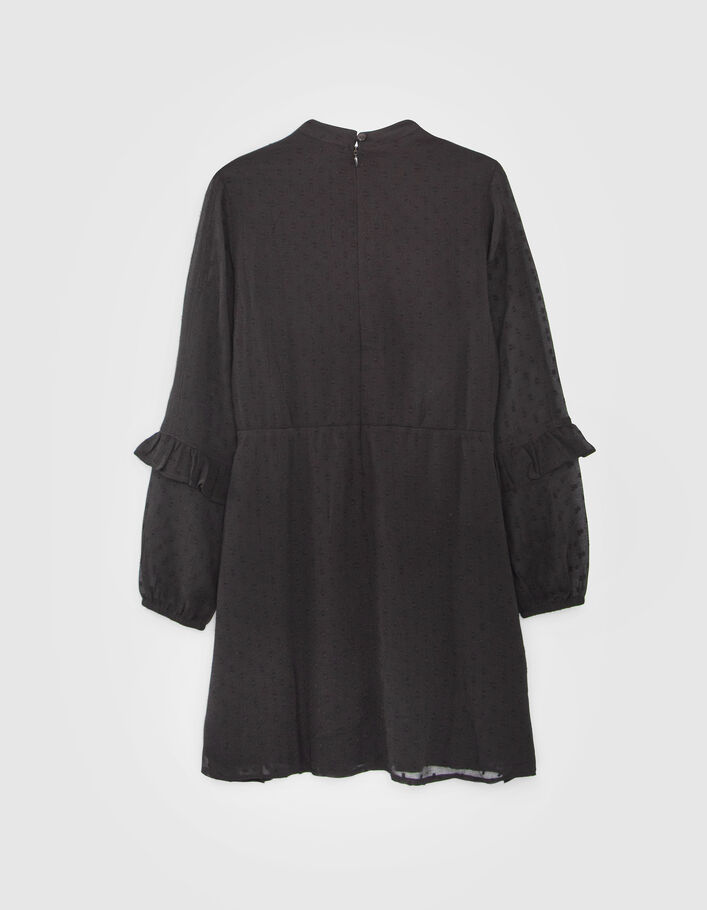 Robe noire jacquard plumetis à plastron fille