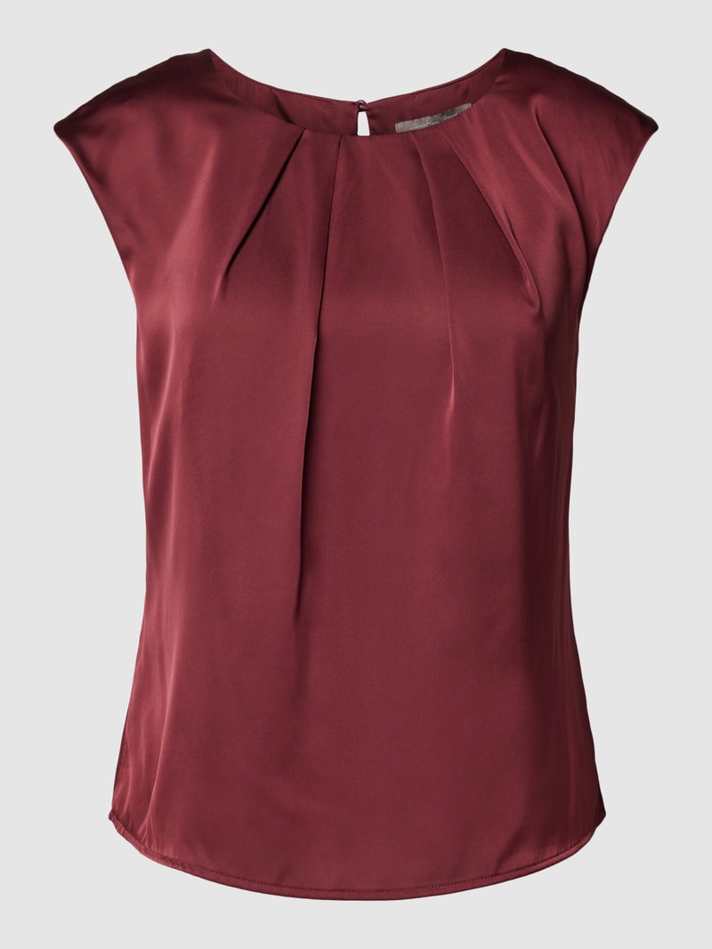 Bluse mit gelegten Falten in bordeaux rot