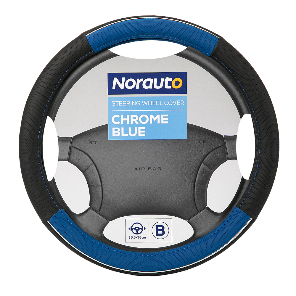 Norauto schwarz-blauer Chrom-Lenkradbezug - ATU