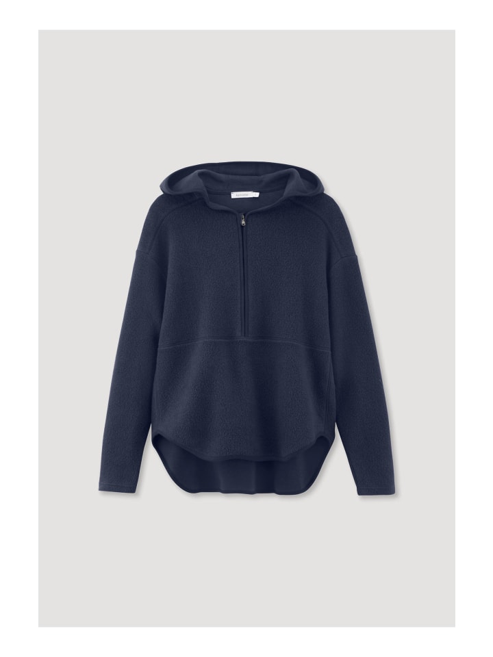 Hessnatur Fleece-Hoodie in dunkelblau günstig kaufen