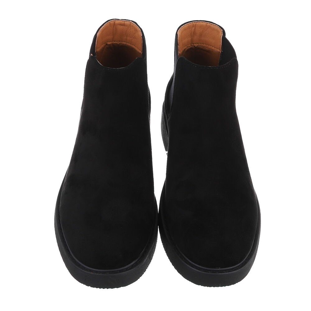 Ital-Design Herren Chelsea Freizeit Stiefelette Blockabsatz Boots in Schwarz