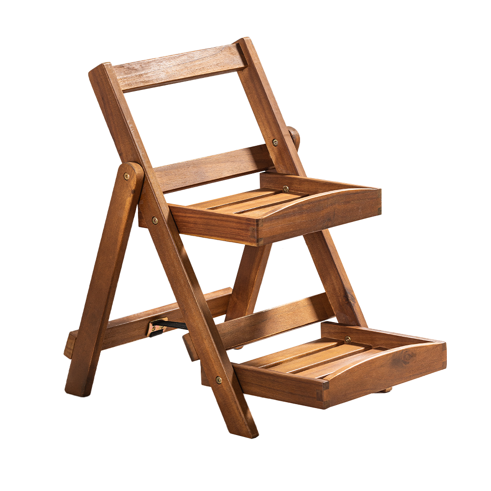 HC Garten & Freizeit 2-stufiges Blumentreppe 54,5 x 40 x 56,5 cm aus Akazienholz