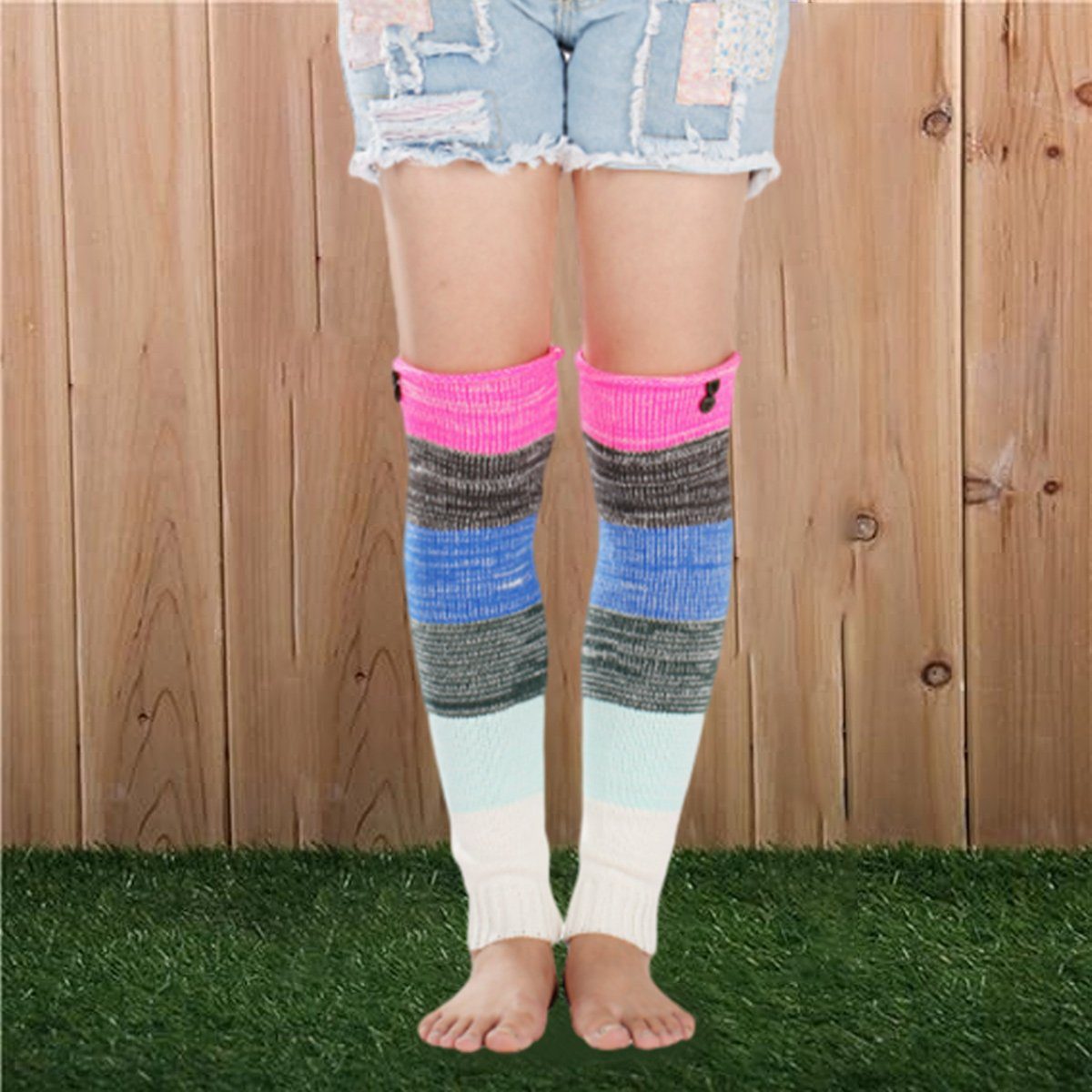 Jormftte Beinstulpen Stulpen Damen Lange Winter Beinwärmer Gestrickt Verdicken Beinstulpen