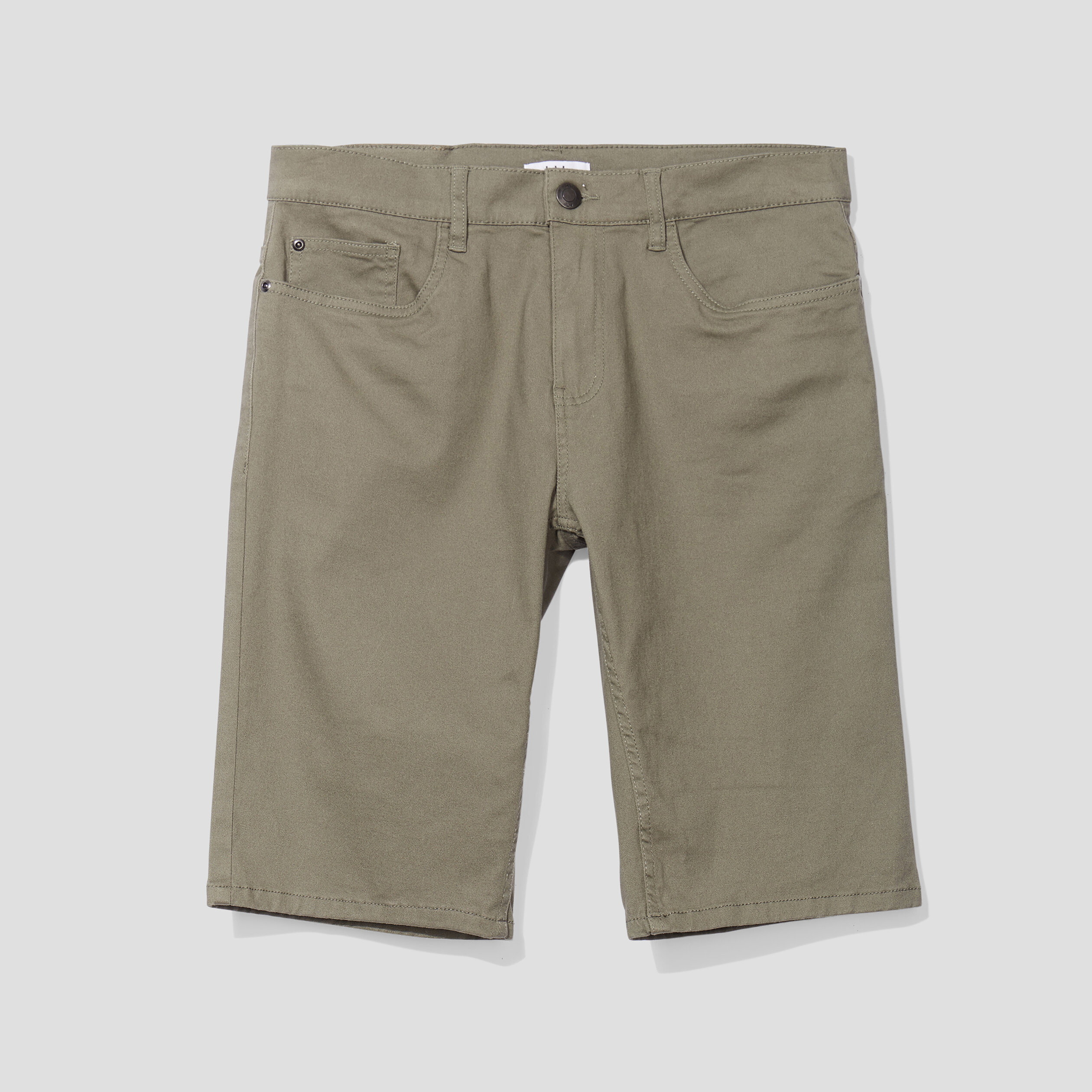 Bermuda droit stretch 5 poches coton vert kaki homme | La Halle