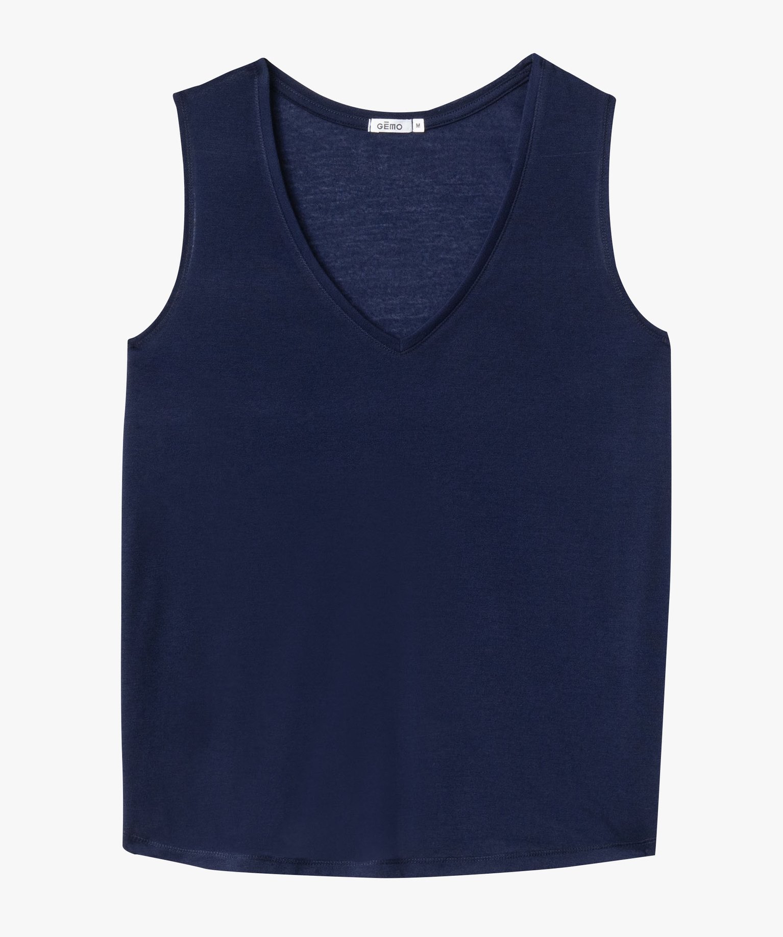 Débardeur col V en maille fluide femme bleu | GEMO
