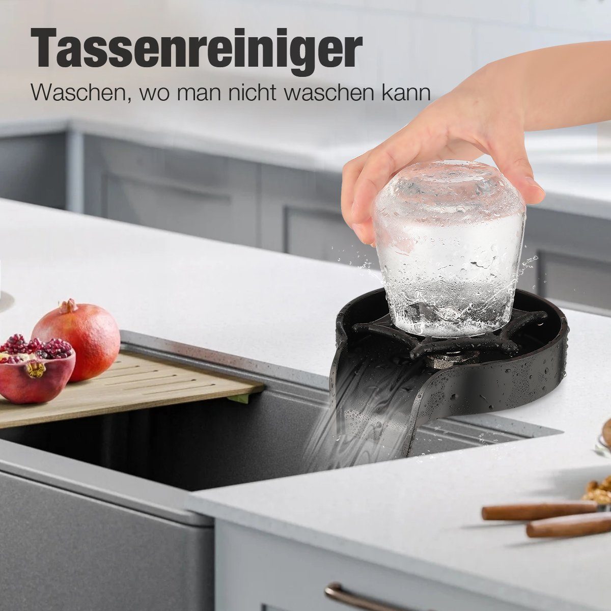 oyajia Waschtischarmatur Waschtischarmatur Tassenwaschmaschinen, Spültopf Waschmaschinen Küche Gläserspüler, Rostfreier Stahl, Gläserspüler für Küchenspülen