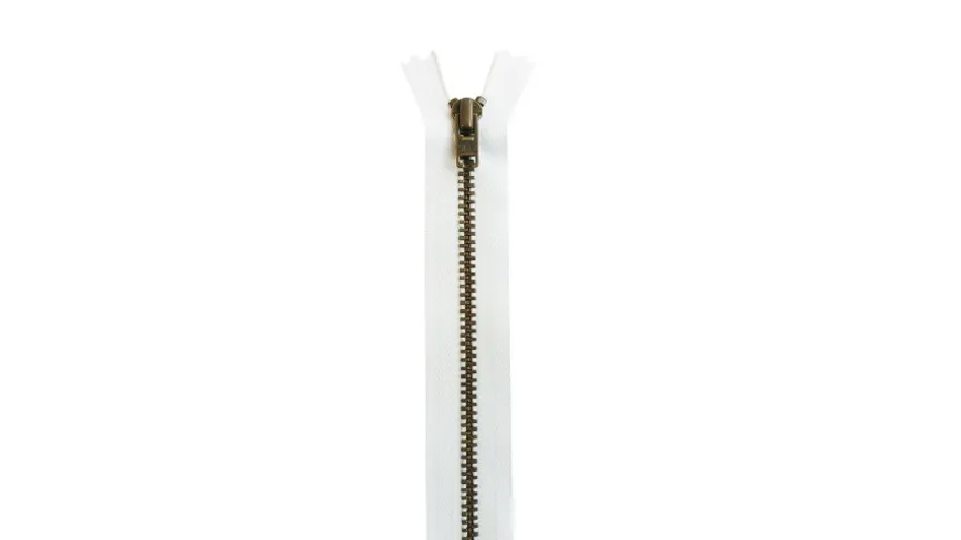 YKK Reißverschluss unteilbar mit schmaler Metallkette - 8 cm 501 - weiß